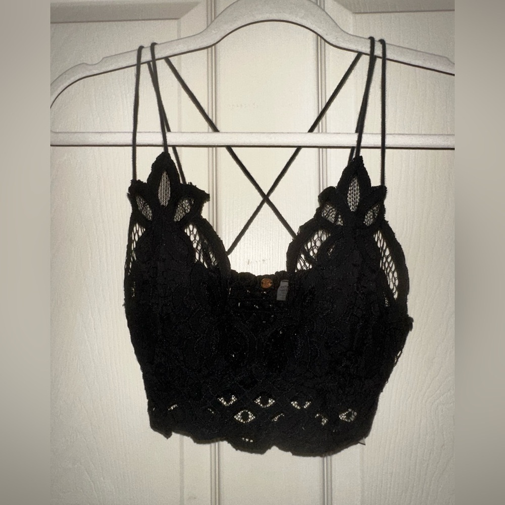 Free People FP one Black Lace Bralette XS boho summer vacation - Picture 3 of 6